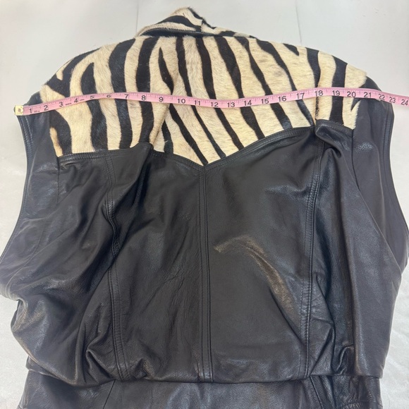 Vintage X Ethnix Leather Cow Hair Contrasting Zebra Leopard Print Oversized Vest - Picture 9 of 14